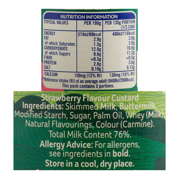 Ambrosia Strawberry Flavour Devon Custard 400g