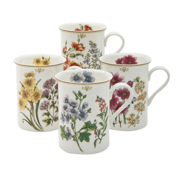 4 Assorted Botanical Floral Can Mugs, Set of 4