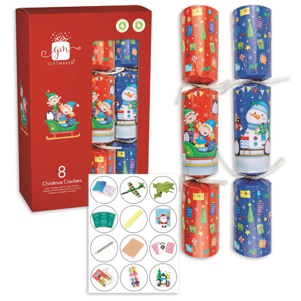 Giftmaker Novelty Fun Elf Family Christmas Crackers 8 Pack 8x12
