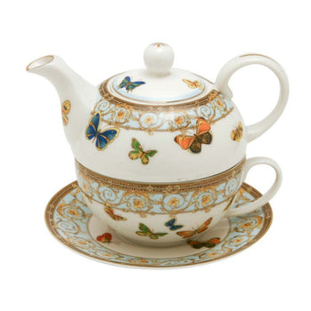 Blue Butterfly 4 Pieces Tea For One Set