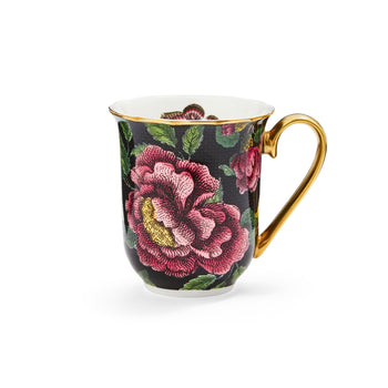 Spode Creatures of Curiosity Black Floral 12 Ounce Mug