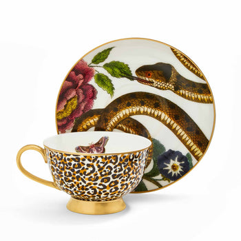 Spode Creatures of Curiosity Leopard Teacup and Saucer (Leopard/Snake)