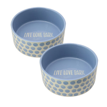 Fido's Diner Dog Bowl-Blue Dots, Set of 2