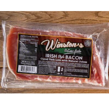 Winstons Irish Back Bacon Rashers. 8oz/227g. Ship weight 8oz