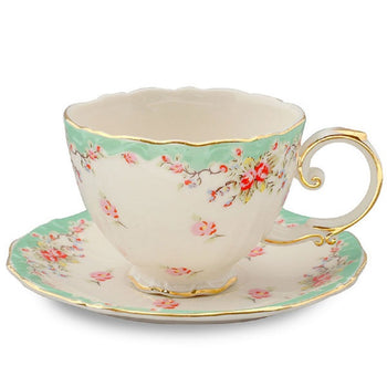Green Vintage Rose 11 Piece Tea Set