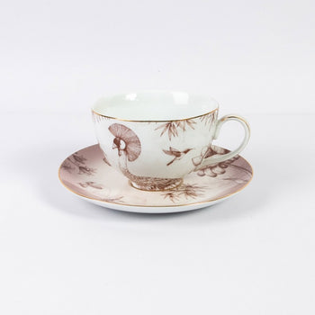 Metallic Lotus Garden Breakfast Cup Saucer, Set of 2
