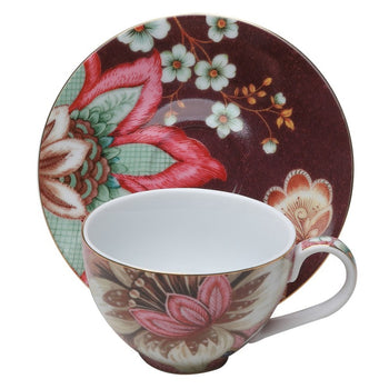 Pink Lotus Garden Demi Cup Saucer, Set of 4