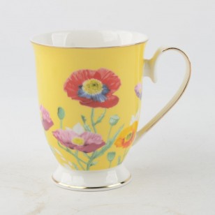 Poppy Yellow Footed Mug, Set of 4