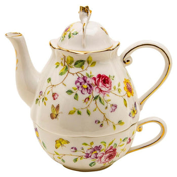 Purple Floral Tea for One