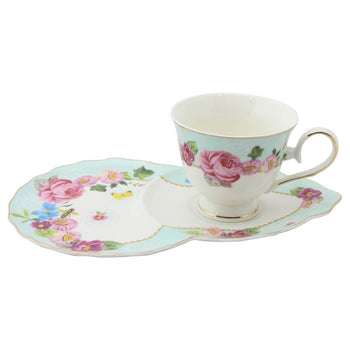 Spray Rose Butterfly Blue 2 Piece Snack Set, Set of 2