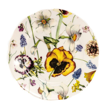 Summer Pansy Bone China Dessert Plates, Set of 4