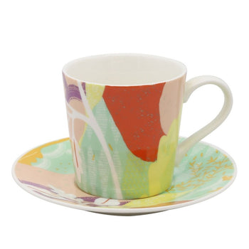 Tokyo Orange Cups and Saucers, Set of 4