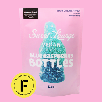 Sweet Lounge - Vegan Fizzy Blue Raspberry Bottles (Plastic-free) 130g