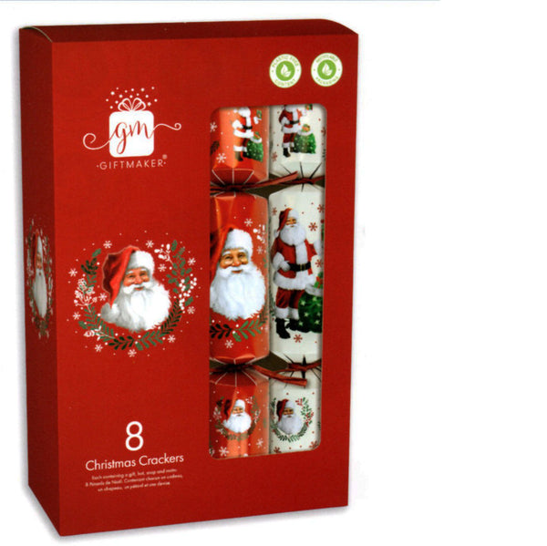 Giftmaker Traditional Santa Christmas Crackers 8 Pack 8x12