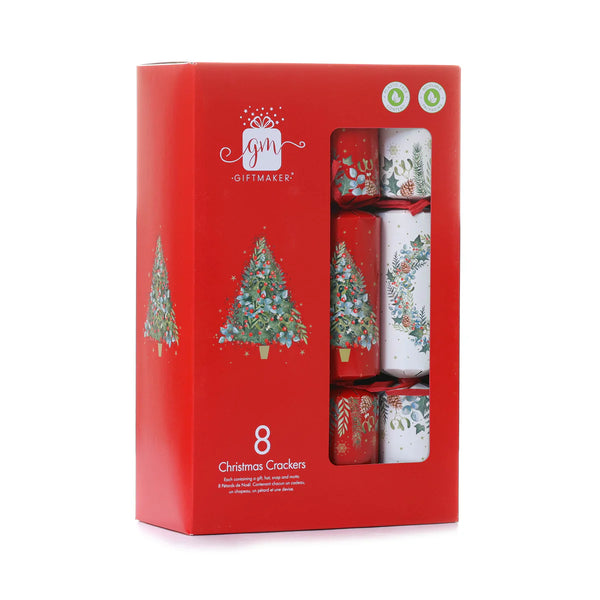 Giftmaker Traditional Christmas Tree and Wreath Christmas Crackers 8 P