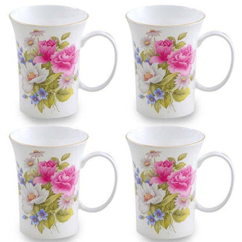 Grace's Rose Trumpet Mugs, Set of 4