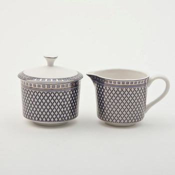 Blue Silver Geo Sugar Creamer Set