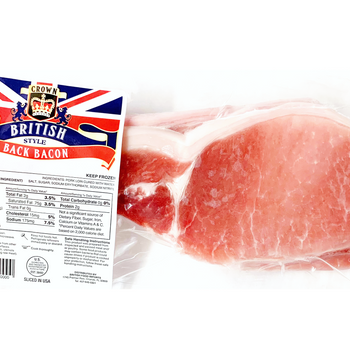 Crown British Sliced Back Bacon Rashers. 8oz Ship weight