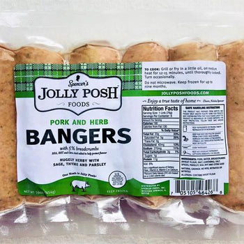 Jolly Posh Pork and Herb Sausages, 6 Pack. 1 lb ship weight.