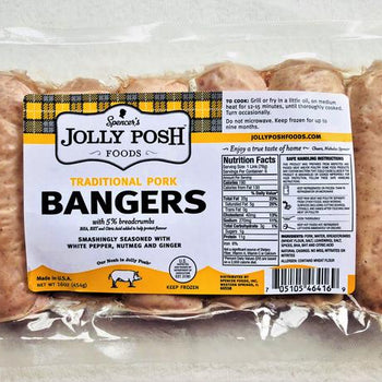 Jolly Posh Traditional Old Fashioned English Style Pork Sausages, 6 Pack - 1lb Ship Weight