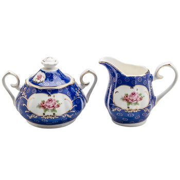 Blue Pink Rose DSugar Creamer Set