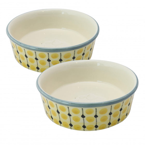 Fido s Diner Organic Creamy Mustand Cat dog 6.25in Bowl Set of 2