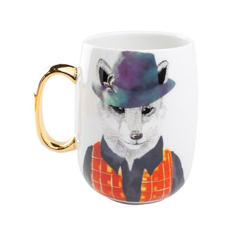 Gold Fox Handle Coffee Mug. Single Piece