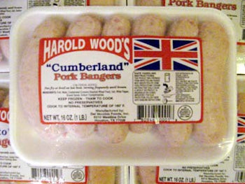 Harold Wood’s English Style Cumberland Pork Bangers, 6 pack. 1lb Ship weight