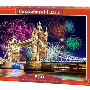 CASTORLAND by Bridge Toys - 500 Piece Jigsaw Puzzle, Tower Bridge, London, England, Fireworks Puzzle, Adult Puzzles, Castorland B-52592