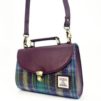 maccessori - Harris Tweed Ladies Mini Day Satchel Bag Green Purple Plaid