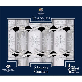 Tom Smith Silver and White Luxury Crackers 6 Pack - 6x8"