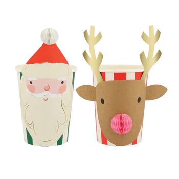 Meri Meri Christmas Rudolph Cups - 8 Pack