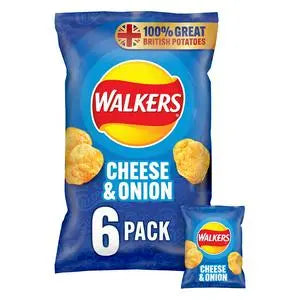 Walkers Cheese and Onion 6 Pack - 6x25g
