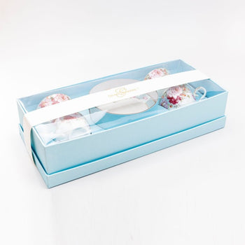 Blue Strawberry Rose Demi Cup Saucer, Set of 4. Boxed