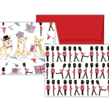Rosanne Beck Stationary Notes - Hand-Painted Palace Guards and Royal Corgis