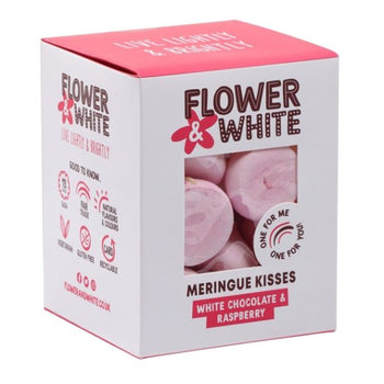 Flower and White Chocolate and Raspberry Meringue Drops For Christmas 100g