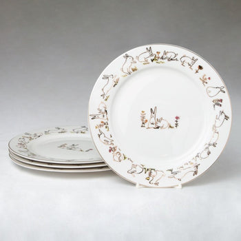 Running Bunny Dessert Plates. Set of 4