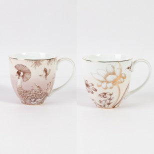 2 ASST Metallic Lotus Garden Mugs, Set of 4