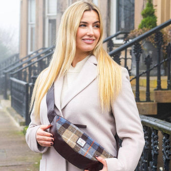 maccessori - Harris Tweed Sling Cross Body Bag Blue Brown Check