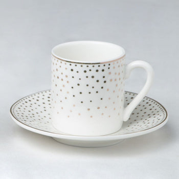 Spray Gold Dots Espresso Cups and Saucers, Set of 4 Boxed