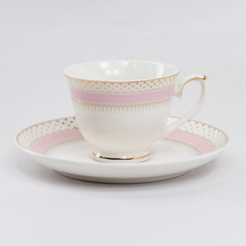 Pink gold Pin Dot Demi Cup Saucers, Set of 4