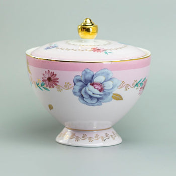 2 Asst Mint Pink Garden Sugar Creamer Serving Set, Gift Boxed