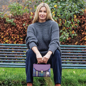 maccessori - Harris Tweed Ladies Mini Day Satchel Bag Green Purple Plaid