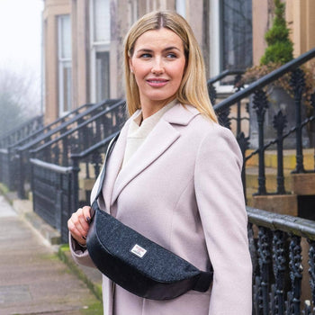 maccessori - Harris Tweed Sling Cross Body Bag Charcoal Herringbone