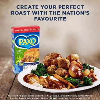 Paxo Traditional Sage and Onion Stuffing for Christmas 85g/3oz. Serves 4-5 people.