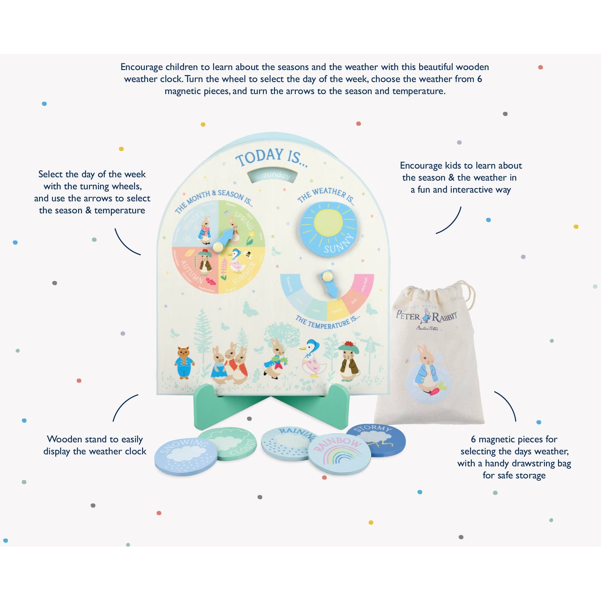 Orange Tree Toys - Peter Rabbit™ Wooden Weather Clock