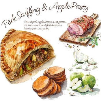 4&20 Pasty Co. Pork and Apple Pasty 7oz - 1/2lb Ship Weight