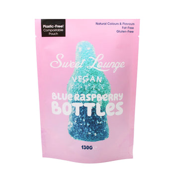 Sweet Lounge - Vegan Fizzy Blue Raspberry Bottles (Plastic-free) 130g