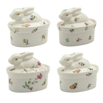 4 Assorted Spring Floral Bunny Boxes, Set of 4