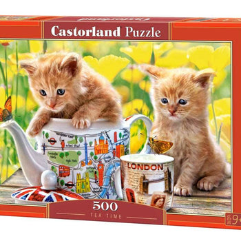 CASTORLAND by Bridge Toys - 500 Piece Jigsaw Puzzle, Tea Time, Animal puzzle, Cat puzzle, Kittie puzzle, Cute cat, Adult Puzzles, Castorland B-52356